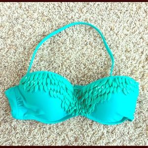 Bandeau Beaded Turquoise Bikini Top